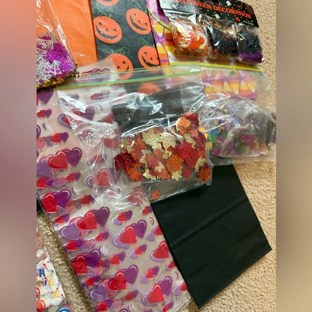 Lot of Party Supplies | Goodie Bags, Confetti, Holiday and Seasonal